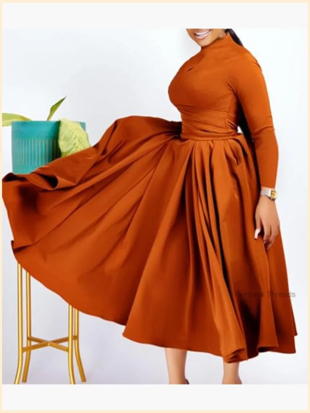 Plus Size Long Sleeve A Line Flowy Cocktail Maxi Dress Semi Formal - Picture 4 of 7